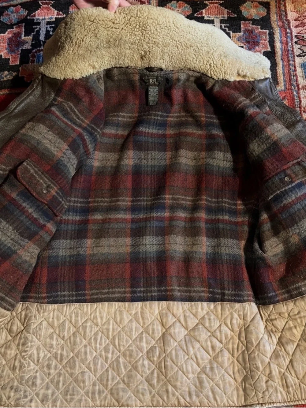 RRL Ralph Lauren Leather Jacket Double RL VNTG 1990's USA Triple Star Shearling - Picture 6 of 16